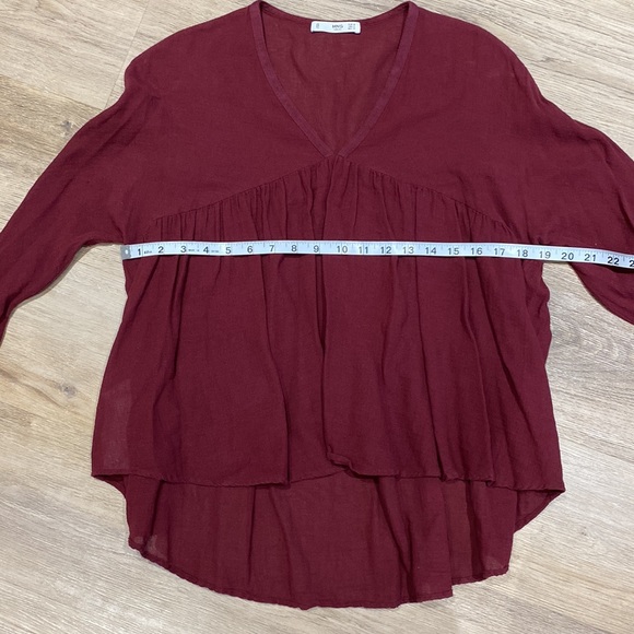 Mango Deep Red Tie Sleeve Blouse - Picture 9 of 9
